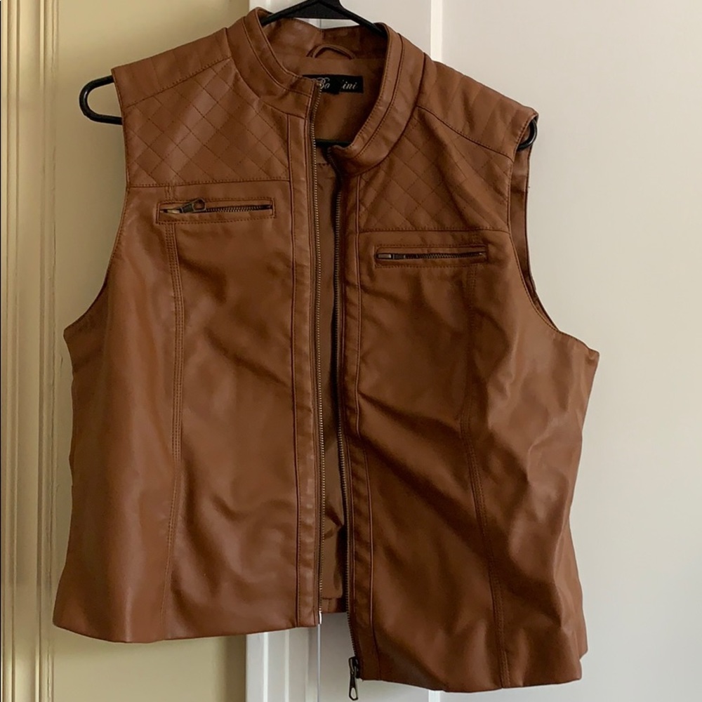 Brown leather vest